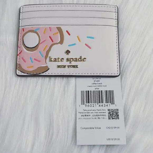 NWT Kate Spade Collectable Coffee Break Donut Small Slim Card Holder - Picture 4 of 4